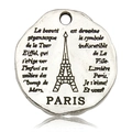Vintage Silberanhänger mit Eiffelturm-Motiv und graviertem Paris-Schriftzug für Armbänder - Paris Eiffelturm Alphabet (10908)