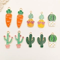 Colorful enamel cactus and pineapple alloy charms for DIY jewelry making accessories - Enamel Set 5 Styles 2 Each (SN119)