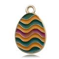 Easter egg charm with wave pattern enamel in orange, green and purple finish - Wavy Pattern Egg
