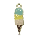Ciondolo a cono gelato a tre strati con smalto menta, giallo e rosa in castone d'oro - Gelato a Goccia d'Olio (14965)