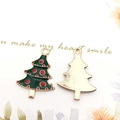 Detail of Christmas tree charms with green enamel finish and golden metal backing - Enamel Christmas Tree (8861)