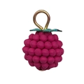 DIY rose red resin raspberry charm with green leaves and golden loop for jewelry - Rose Red Raspberry