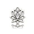 Antiek zilveren lotusbloem connector met twee ringen voor DIY sieraden maken project - Lotus (8440)