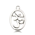 Zilveren roestvrijstalen ovale Om-bedel voor DIY yoga-sieraden maken en knutselwerk - Yogasymbool (8758)