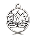 Antiek zilveren lotusbloem holle hanger connector voor DIY yoga sieraden maken - Lotus (10179)