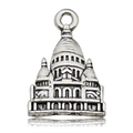 Zilveren Sacré-Cœur basiliek hanger van metaal met geoxideerde details - 1 Stuk (16x23mm)