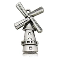 Zilveren vintage windmolen hanger voor DIY-sieraden met een retro afwerking - 1 Stuk (16x28mm)