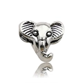 DIY silver-plated elephant head charm with vintage detail for snake chain bracelets - Elephant Style (8810) / 1 Piece/Pack (7x10x12mm, Hole 4.5mm) / Antique Silver