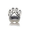 Silver-plated metal animal paw print charm bead for DIY snake chain bracelets - Paw Print Style (10101) / 1 Piece/Pack (7x10x11mm, Hole 5mm) / Antique Silver