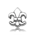 Silberne Fleur-de-Lis Metallperle im Vintage-Stil mit polierter Oberfläche und Reflexionen - 8x10x12 Loch 4.5mm / Lilie Großlochperle (8793)