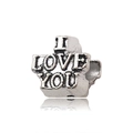 Silver alloy I LOVE YOU charm bead with 5mm large hole for children DIY bracelets - LOVE YOU Letter Large Hole Bead (8799) / Hole Size 4.5