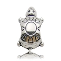 Antik-silberne Schildkröten-Charm-Perle für DIY-Armbänder mit strukturierter Schale - Schildkröten-Stil (8802) / 1 Stück (9x9x14 Loch 4.5mm)