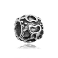 Vintage Silber Herzperle mit antikem Finish für DIY-Armbänder und Schmuck - 7x8 Loch 4.5mm / Altsilber Blume Großlochperle (15179)