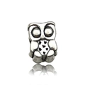 Vintage silver owl charm bead with intricate hollow patterns for DIY snake chain bracelets - Owl Style (13236)