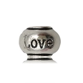 Silver alloy large hole bead with LOVE engraving for DIY jewelry charm bracelets - LOVE Letter Engraved Large Hole Bead (8822)