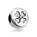 Vintage silver clover charm bead with embossed detail and large hole for DIY bracelets - Antique Silver Four-Leaf Petal Large Hole Bead (15198)