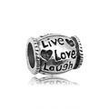 Silver alloy large hole bead engraved with Live Love Laugh and heart patterns - Antique Silver LOVE Letter Large Hole Bead (15197)