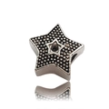 Perle étoile en argent oxydé avec surface texturée pour création de bracelet - 1 Pièce (Trou 10x7 4.5mm)
