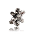 Vintage silver flower charm bead with layered petals for DIY bracelets and jewelry - Antique Silver Small Flower Large Hole Bead (15674)