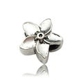 Vintage silver flower charm bead with five petals for DIY bracelet jewelry making - Antique Silver Sunflower Large Hole Bead (15678)