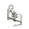 Vintage silver ABC book charm with opening pages for graduation jewelry making - Graduation ABC Letters (11304)