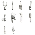 Set of 10 vintage silver tool charms including wrench, saw, and axe for DIY jewelry making - New Tool 10 Styles (SN604)