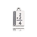 Silver notebook pendant with 2+2=4 engraving and spiral detail for DIY jewelry - Graduation Draft Book (12156)