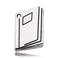 Silver metal book pendant charm with etched lines for DIY necklace and jewelry making - Graduation Book (12159)