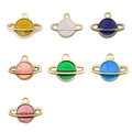 Saturn shaped alloy charms with colorful translucent resin fill for DIY jewelry making - Colorful