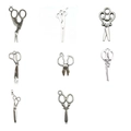 Eight unique vintage alloy sewing scissors charms in silver and antique finish for DIY jewelry - Antique Silver Scissors Mixed Set (SN618)