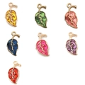 Colorful leaf charms set with enamel finish and gold alloy base for DIY jewelry making - Mixed Colors