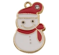 Christmas snowman alloy charm with white oil drop and red hat for DIY jewelry making - White Enamel Christmas Snowman (12521)
