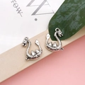 Pair of antique silver dragon charms with intricate scale details for DIY jewelry making - Carved Dragon (18404) / 15x21mm