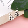 Vintage silver hollow gourd pendants with cloud pattern for DIY jewelry making - 13x25mm