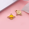 Pendaglio a pianeta in lega oro rosa con glitter gialli e anello per gioielli fai-da-te - Giallo