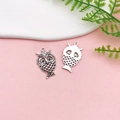 Vintage silver owl charms for DIY jewelry making with detailed feather texture - Owl Style (4575)
