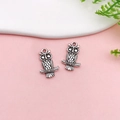 Retro silver owl charms for DIY jewelry making with detailed feather texture - Single Sided Owl Style (11322)