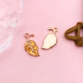 DIY Blatt-Anhänger in Roségold-Optik mit leuchtend gelben Emaille-Details für Ohrringe - Gelb