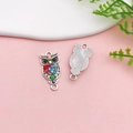 Alloy owl charm with colorful rhinestones and antique silver finish for DIY jewelry - Vintage Colorful Rhinestone Owl Style (16659)
