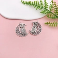 Vintage silver owl and moon alloy pendant charm with Celtic knots for DIY jewelry - Moon Owl Style (16964)