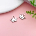 Antique silver crown charm with princess engraving for DIY bracelets and jewelry - Antique Silver Princess Letter Crown Style (11323)