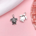 Antique silver turtle charms for DIY jewelry making featuring realistic shell textures - Marine Turtle (11264) / 1 Piece/Pack (15x23mm) / Antique Silver