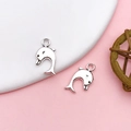 Silver dolphin charm pendants for DIY jewelry making and keychain accessories - Antique Silver Alloy Mini Dolphin Style (11187)