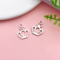 Pair of antique silver crown charms for DIY necklaces and bracelets on pink background - Antique Silver Crown Border Style (15647)