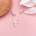 Silver retro scissor charms for DIY jewelry with vintage engraving and smooth finish - Sewing Hair Scissors Tool (6890)