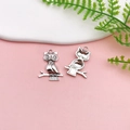 Retro silver owl alloy pendant for DIY jewelry making showing front and back views - Antique Silver Owl Style (6706)