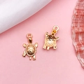 Pair of golden turtle pendants for DIY jewelry making with detailed shell texture - Sea Turtle (18312)