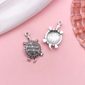 Antique silver sea turtle pendant charms with detailed shell texture for DIY jewelry making - Large Ocean Turtle (5889)