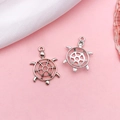 Silver alloy hollow turtle pendant charm with hexagonal lattice design for DIY jewelry - Hollow Ocean Turtle (16308)