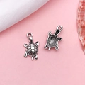 Antique silver turtle charms showing front shell texture and back details for DIY jewelry - Sea Turtle (17312)